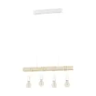 Eglo Luce Pendente Townshend Acciaio Bianca Legna | IP20 - Adatto per 4x E27 